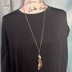 Green Calcite Leaf Pendent Necklace